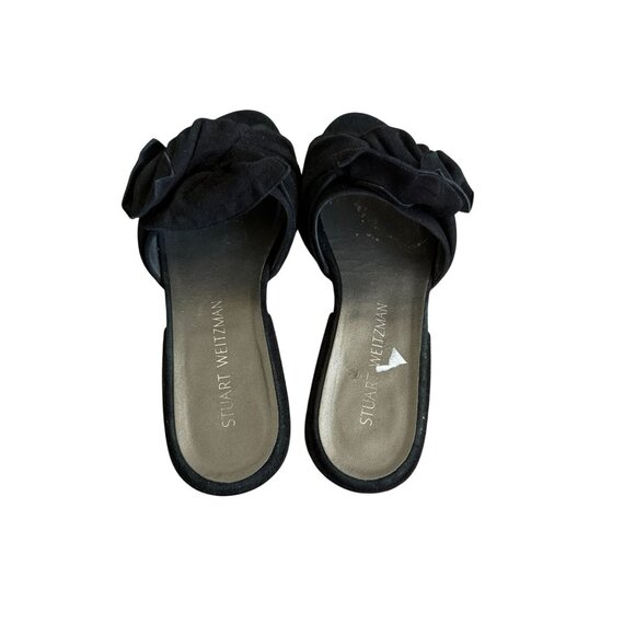 STUART WEITZMAN Black Suede Bow Sandals Heels Size 6.5 - Picture 3 of 11